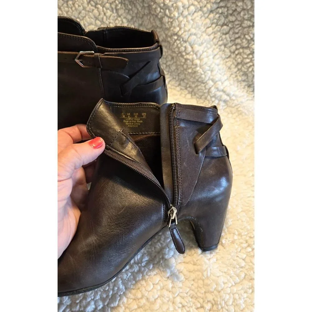 Sam Eldeman Bootie Brown Leather Sz 10M Maddox Espresso Bean Ankle Boots